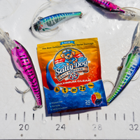 Salty Dog boat salt remover pod pouch with colorful saltwater fishing lures