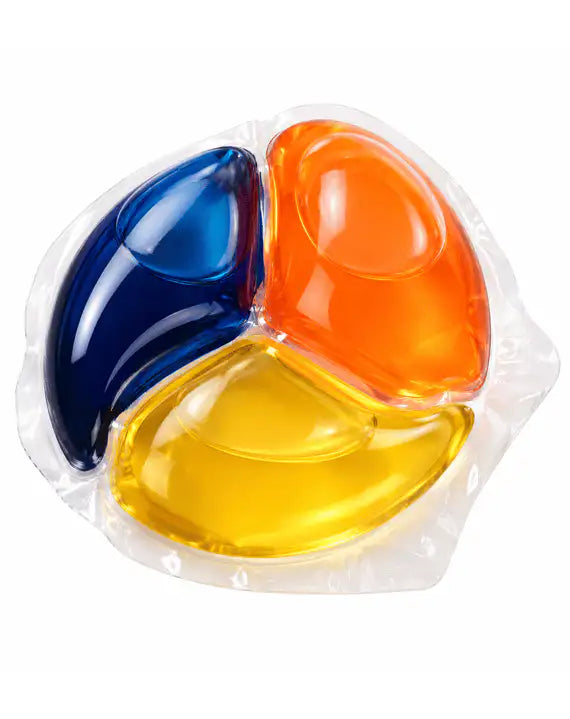 Close-up of a tri-color Salty Dog boat salt remover cleaning pod